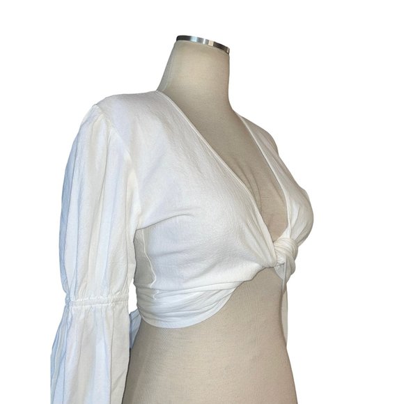 NWT Bananhot X REVOLVE Tie Front Top in White Small - Picture 6 of 11